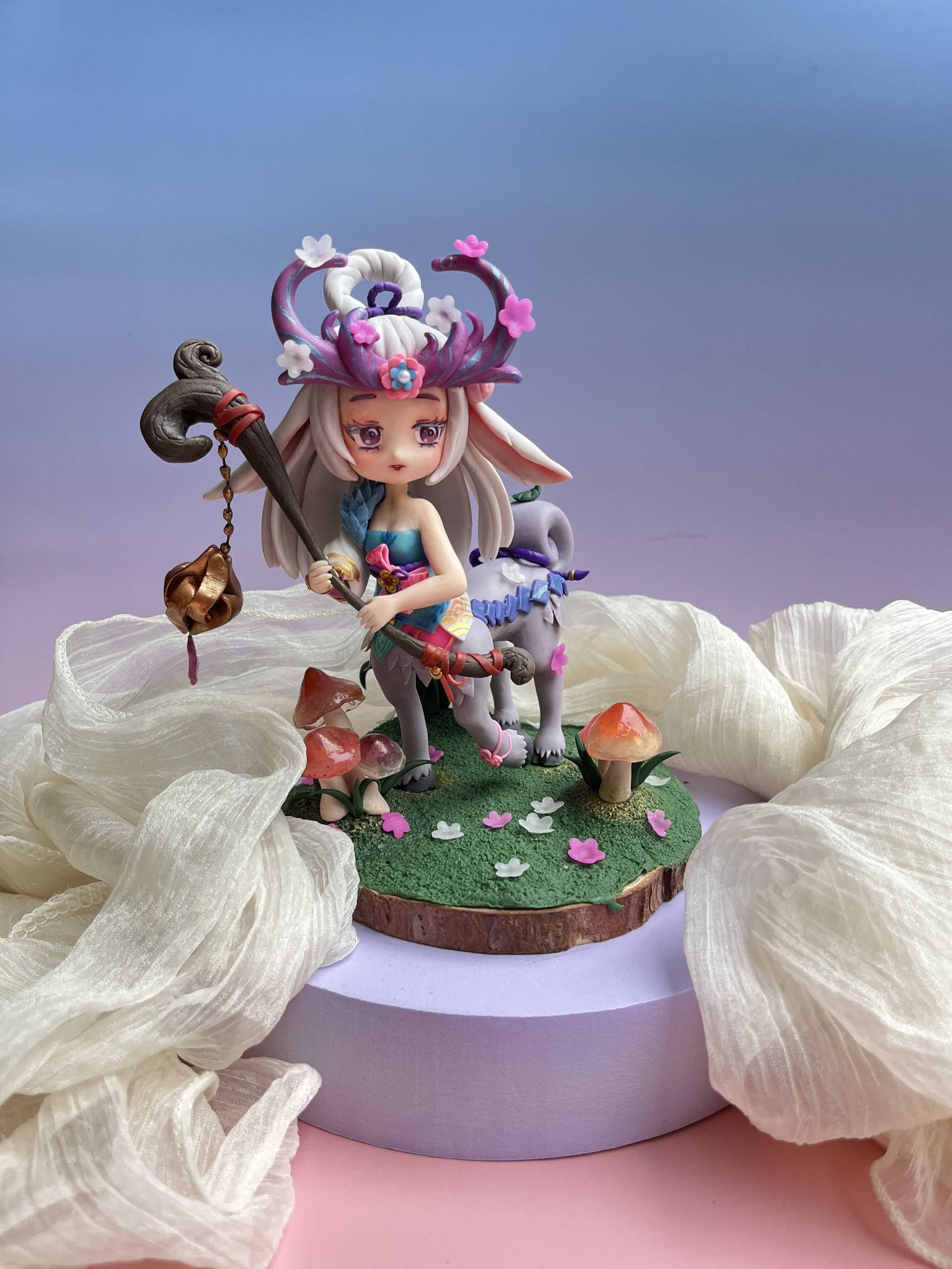 Custom Whimsical Antlered Spirit Figurine